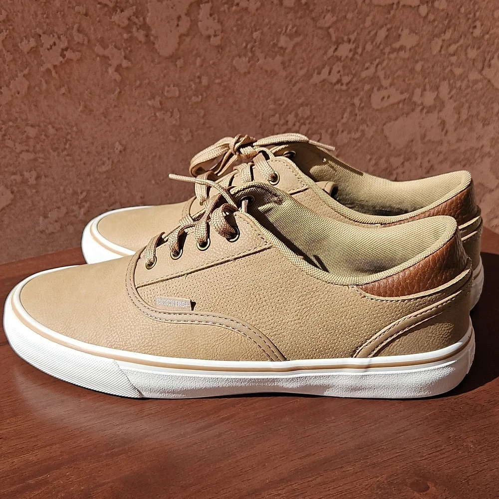 Dockers Tan Faux Leather Lace-up Sneakers Tennis Shoes 8.5 - Picture 4 of 10